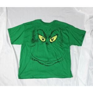 Dr Seuss T Shirt The Grinch Large Face 2001 Mens Sz 2XL Green Christmas Vintage
